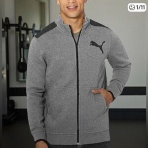Puma Full Zip Logo Fleece Track Jacket with Kangaroo Pockets Size Medium